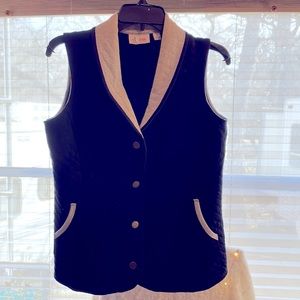 Denim&Co szS Black&Gray 100%Cotton Vest light weight copper buttons